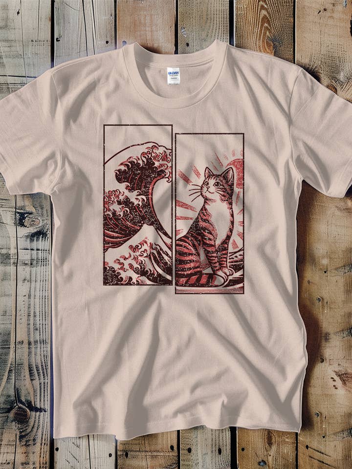 Japanese Wave Cat Unisex Tee for wholesale by Swift Retail