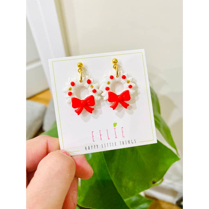 Eflie – Engroshandel Hængeøreringe og creoløreringe – Håndlavede julekrans dinglende øreringe Feriegave2