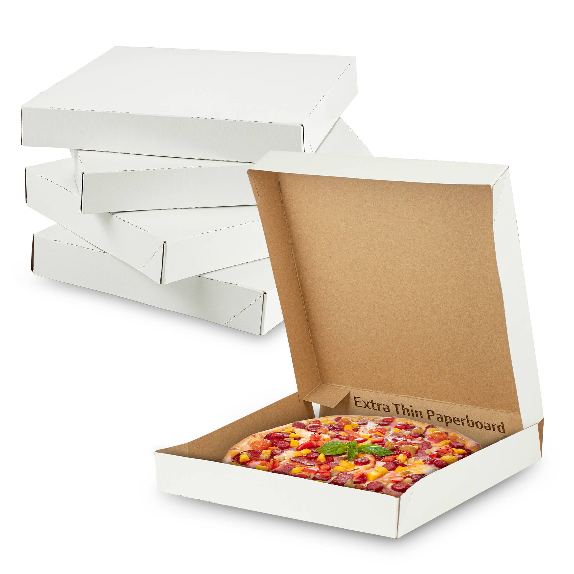 MT Products - Wholesale Food Storage Container - MT Products White Extra Thin Paperboard Pizza Boxes11