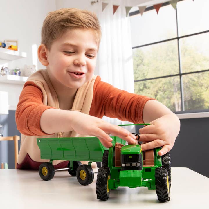 TOMY - Wholesale Toy Car/Truck - Kids - TOMY John Deere Kids Tractor Wagon Set - 8 Inch