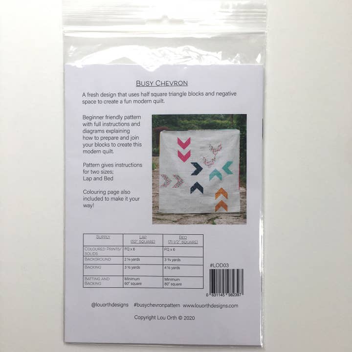 Lou Orth Designs - Wholesale Craft Sewing Kit - Busy Chevron quilt paper pattern