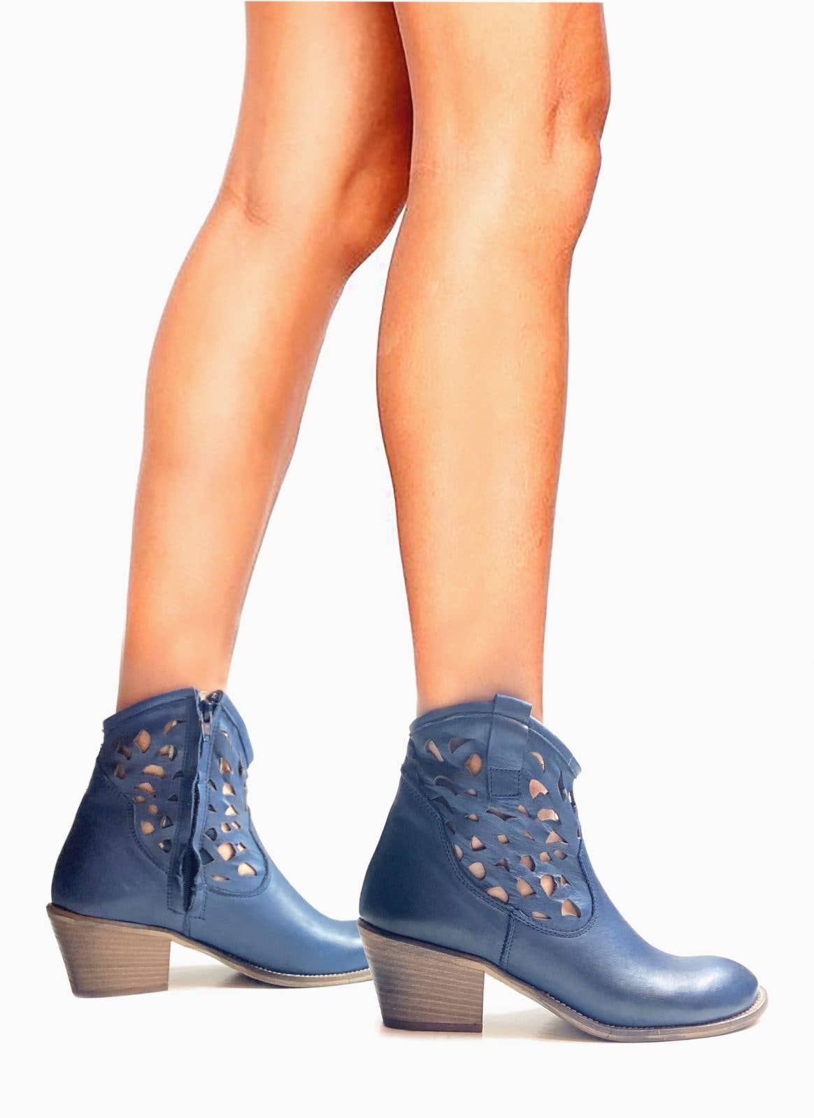 Eccellenza Donna - Wholesale Booties - Women's - Tokyo Texan Boots in Blue Leather3