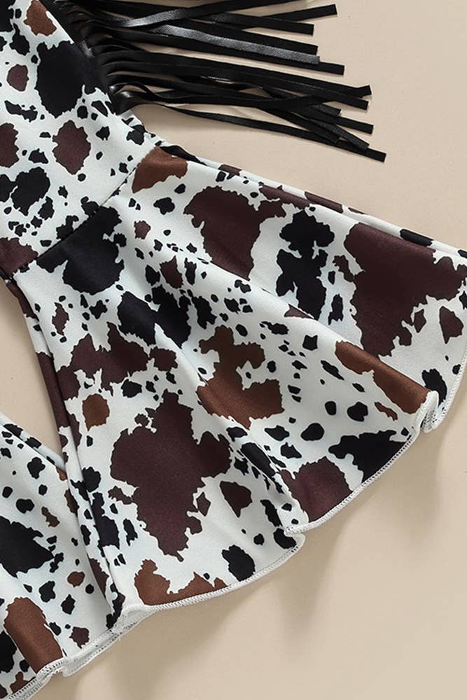 UNISHE - Vente Ensemble haut et pantalon – enfant - Ensemble de 2 pantalons et hauts évasés à pompons pour enfants BDR0093