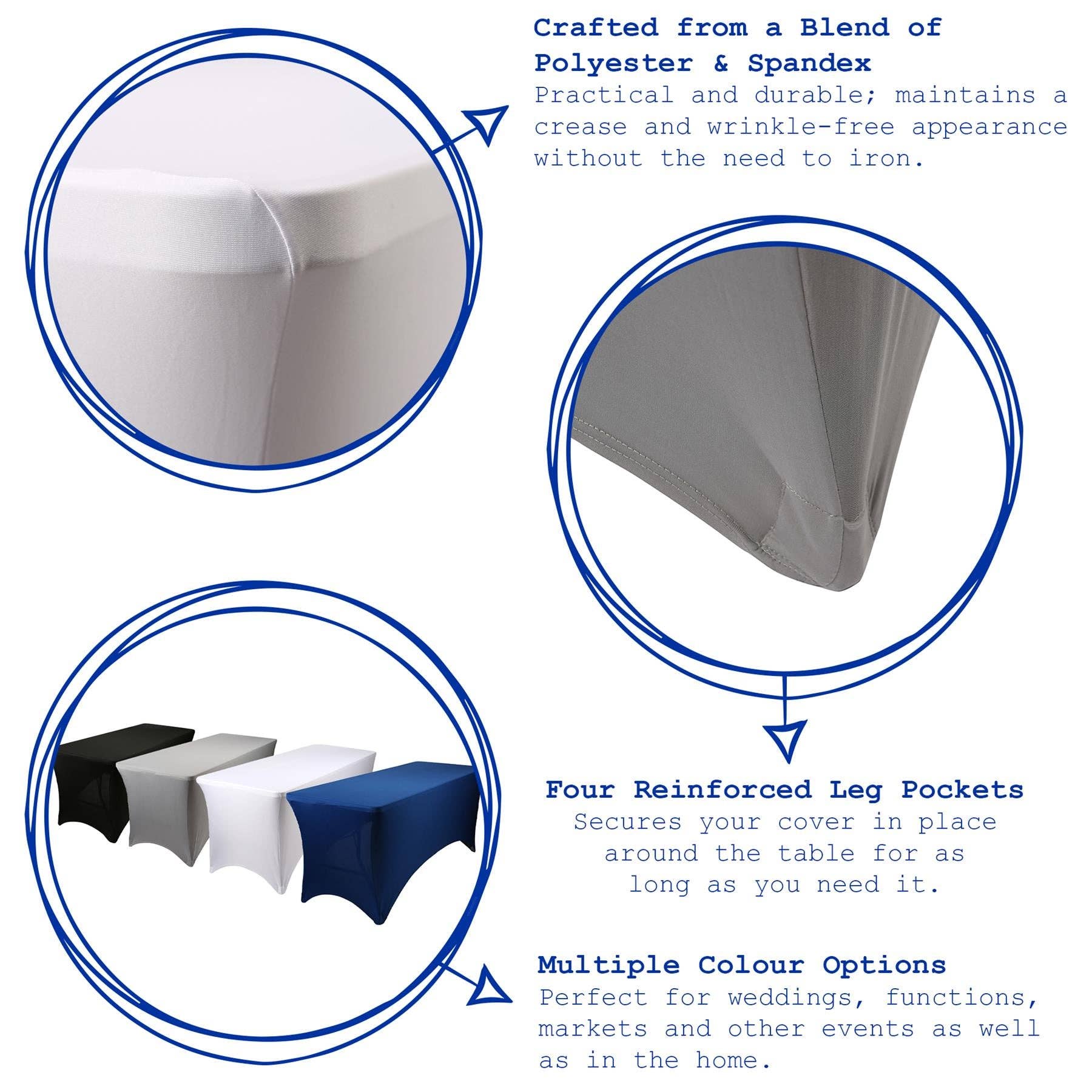 Rinkit Ltd - Wholesale Tablecloth - Rectangular Spandex Fitted Tablecloth - 6ft (180cm)3