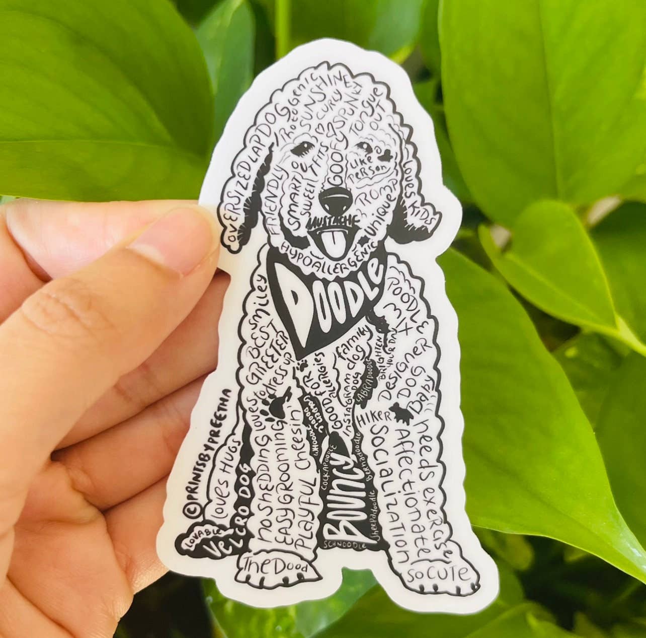 Prints By Preetha - Wholesale Sticker - Doodle Dog 4-inch Vinyl Sticker, Pet Stickers1