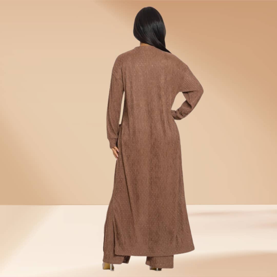 Celystrends - Vente Ensemble haut et pantalon (PAS d'intérieur) - Femme - Ensemble de 3 pièces avec pierres partout : pantalon et cardigan14