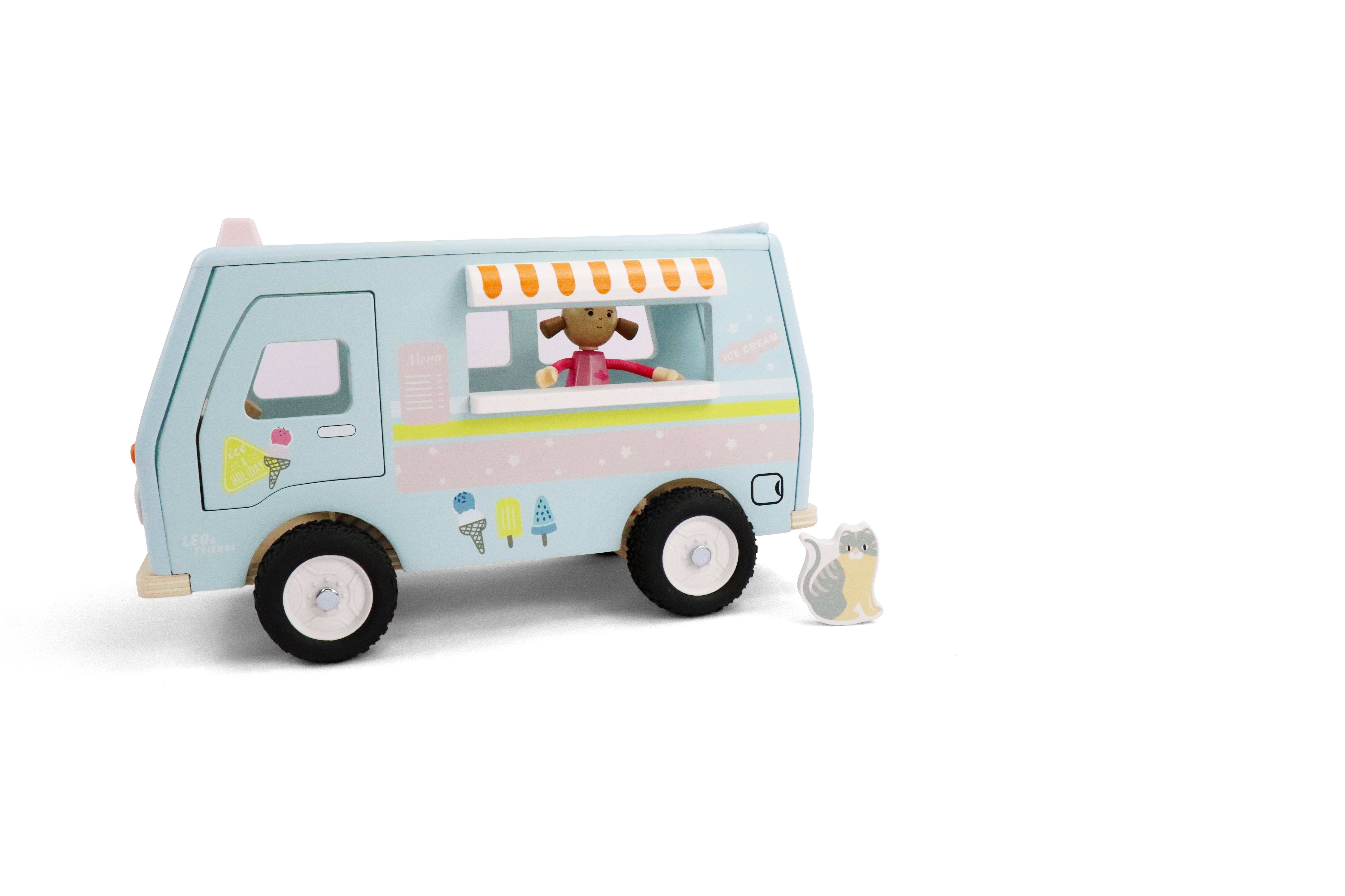 Leo & Friends - Wholesale Toy Set - Kids - L&F Wooden Ice Cream Van, 3-Piece Set5