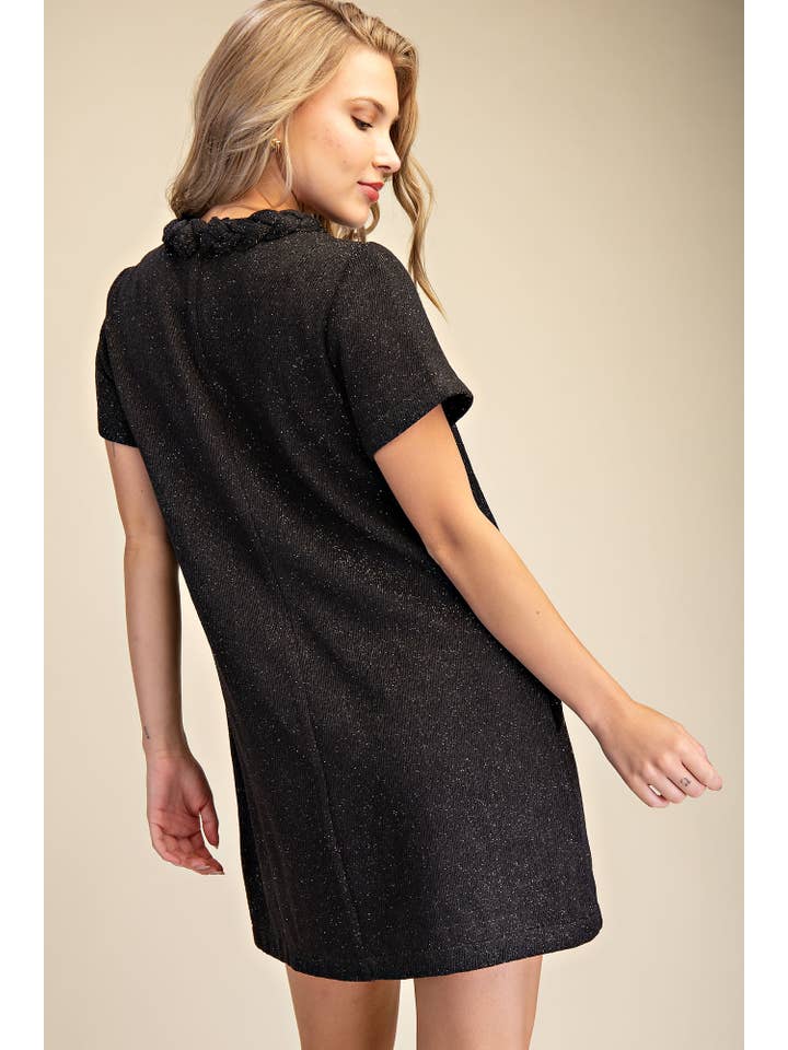 Glam - Wholesale Dress - Women's - Round Neck Twist Trim Mini Dress9