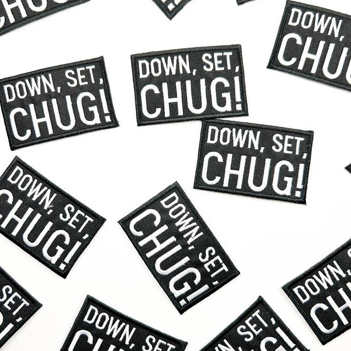 Field Trip Threads - Wholesale Patch - Down Set Chug Embroidered Iron On Patch Football Tailgate