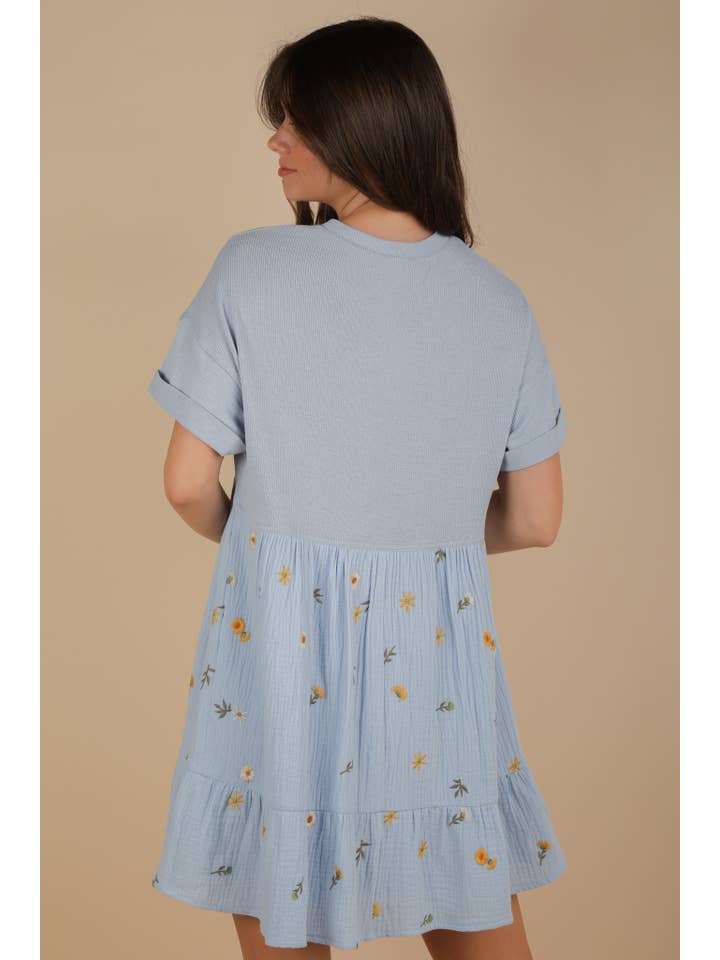 VERY J - Wholesale Dress - Women's - ND31718-Oversized Floral Embroidered Knit Mini Dress14