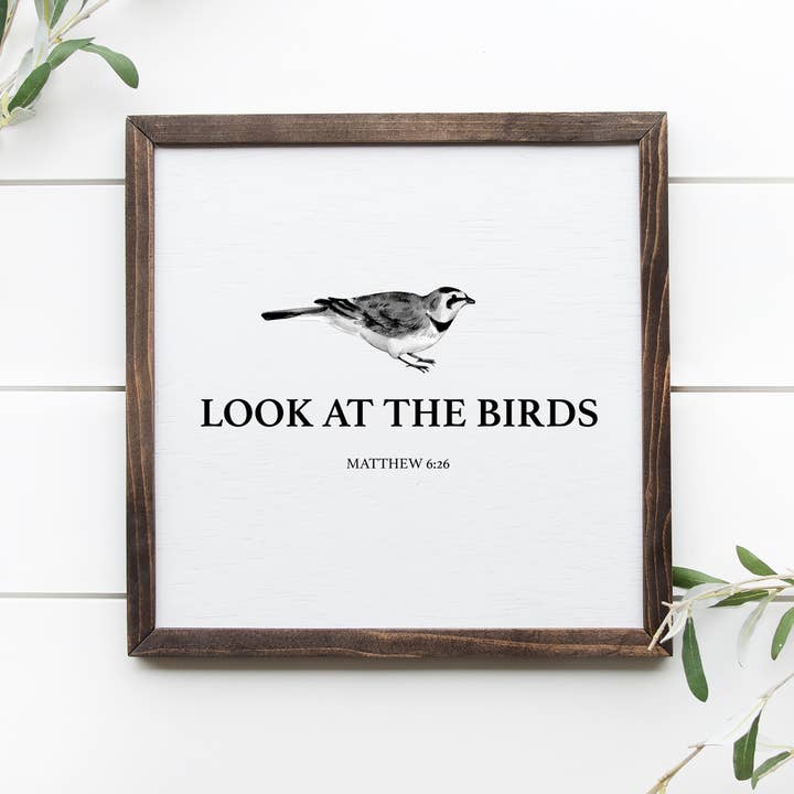 Rising Tide Vintage – wholesale Skylt – Titta på fåglarna Matthew 6:26 Oroa dig inte Bibeln Verse Trä
