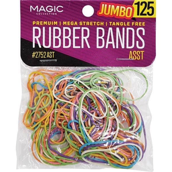 Majestic Wholesale – wholesale Hair tie – MAGIC COLLECTION PREMIUM RUBBER BANDS JUMBO 125CT ASSORT1
