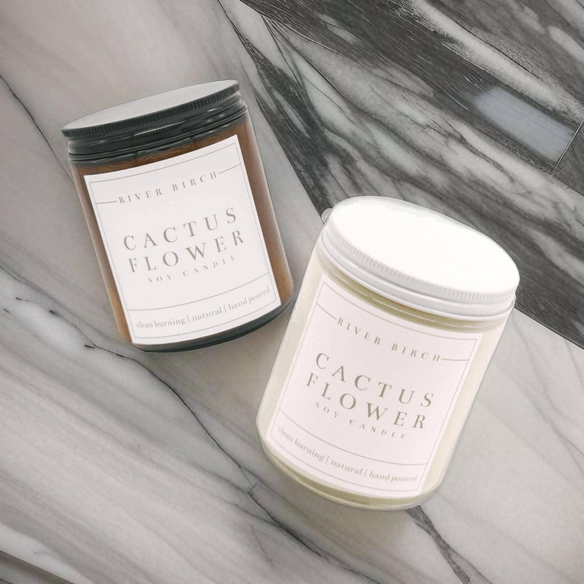 River Birch Candles - Venta al por mayor Velas en tarros - Vela de soja con flor de cactus de 8,5 oz, tarro transparente6