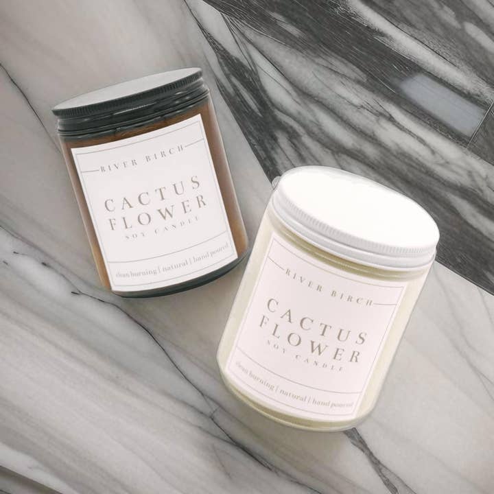 River Birch Candles - Wholesale Jar/filled candle - 8.5oz Cactus Flower Soy Candle - Clear Jar6