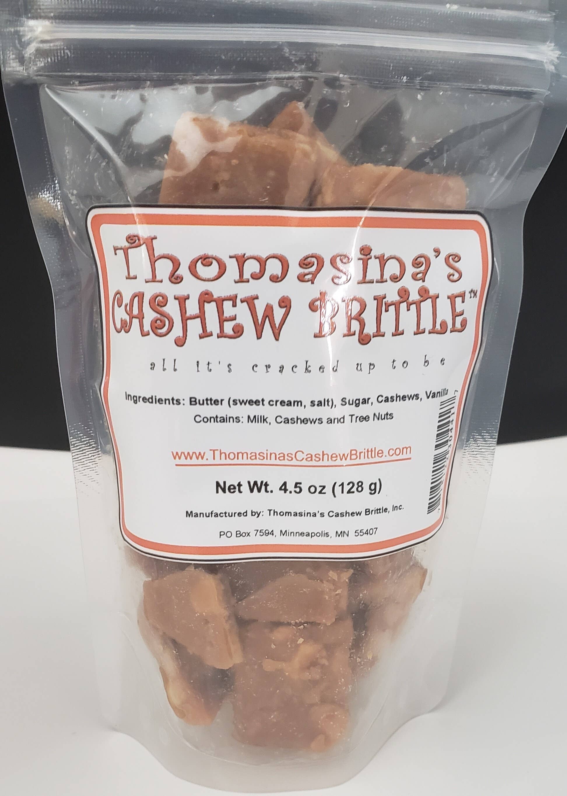 Thomasina's Cashew Brittle - Wholesale Brittle - Thomasina's Cashew Brittle - 4.5 oz Standup Pouch0