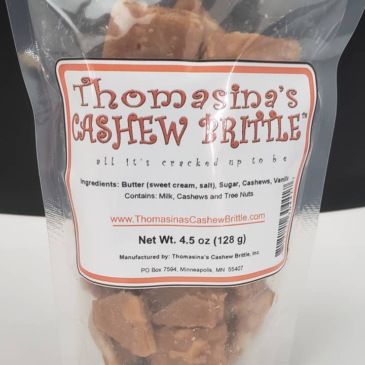 Thomasina's Cashew Brittle - Wholesale Brittle - Thomasina's Cashew Brittle - 4.5 oz Standup Pouch