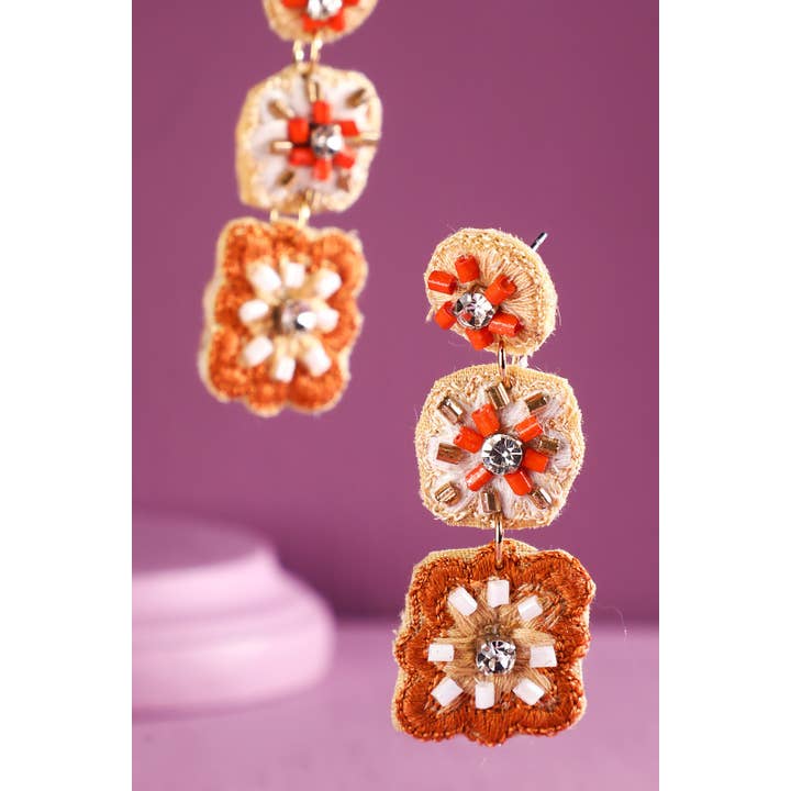 Urbanista - Wholesale Dangle Earrings - Hand Sewed Indian Flower Dangle Earrings1