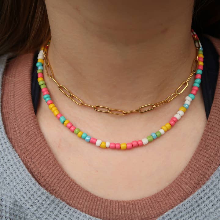 Adjustable Multicolored 80s Inspired Choker Necklace for wholesale by Athena’s Art Cove