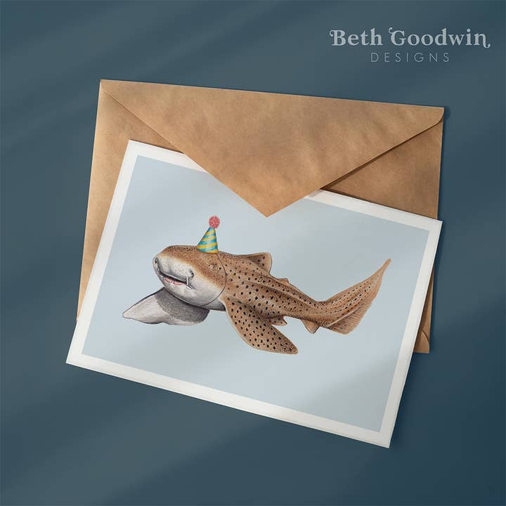 Zebra Shark Card | Funny Birthday Card for Him | Aquarium for wholesale by Beth Goodwin Designs