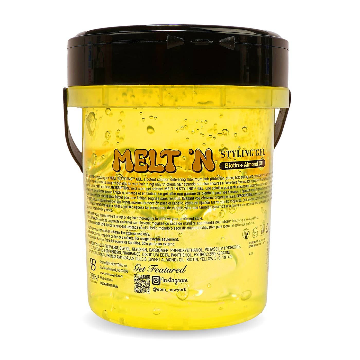 EBIN NEW YORK - Wholesale Hair Styling Gel/Mousse - MELT'N Styling Gel - Almond Oil + Biotin3