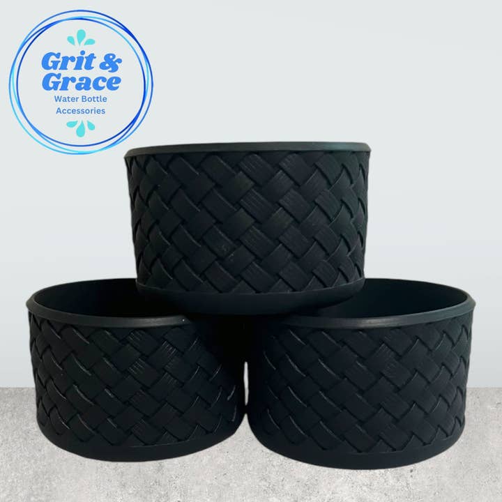 Basketweave Black Boot for wholesale by Grit & Grace Water Bottle Accessories