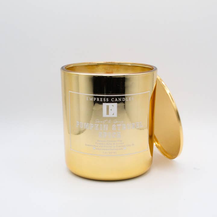 Natural Nontoxic & Vegan Long Burning Time Pumpkin Nutmeg Strudel Candle for wholesale by Empress Candles