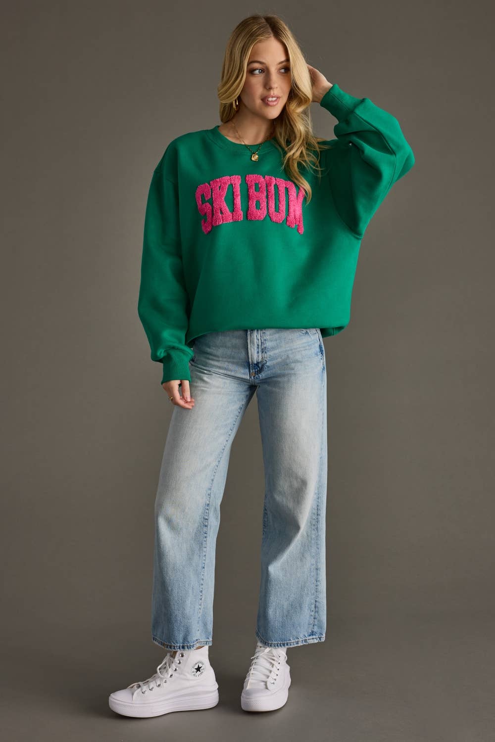 Panache Apparel Co. - Wholesale Graphic Sweatshirt - Women's - Green Ski Bum Sweatshirt5