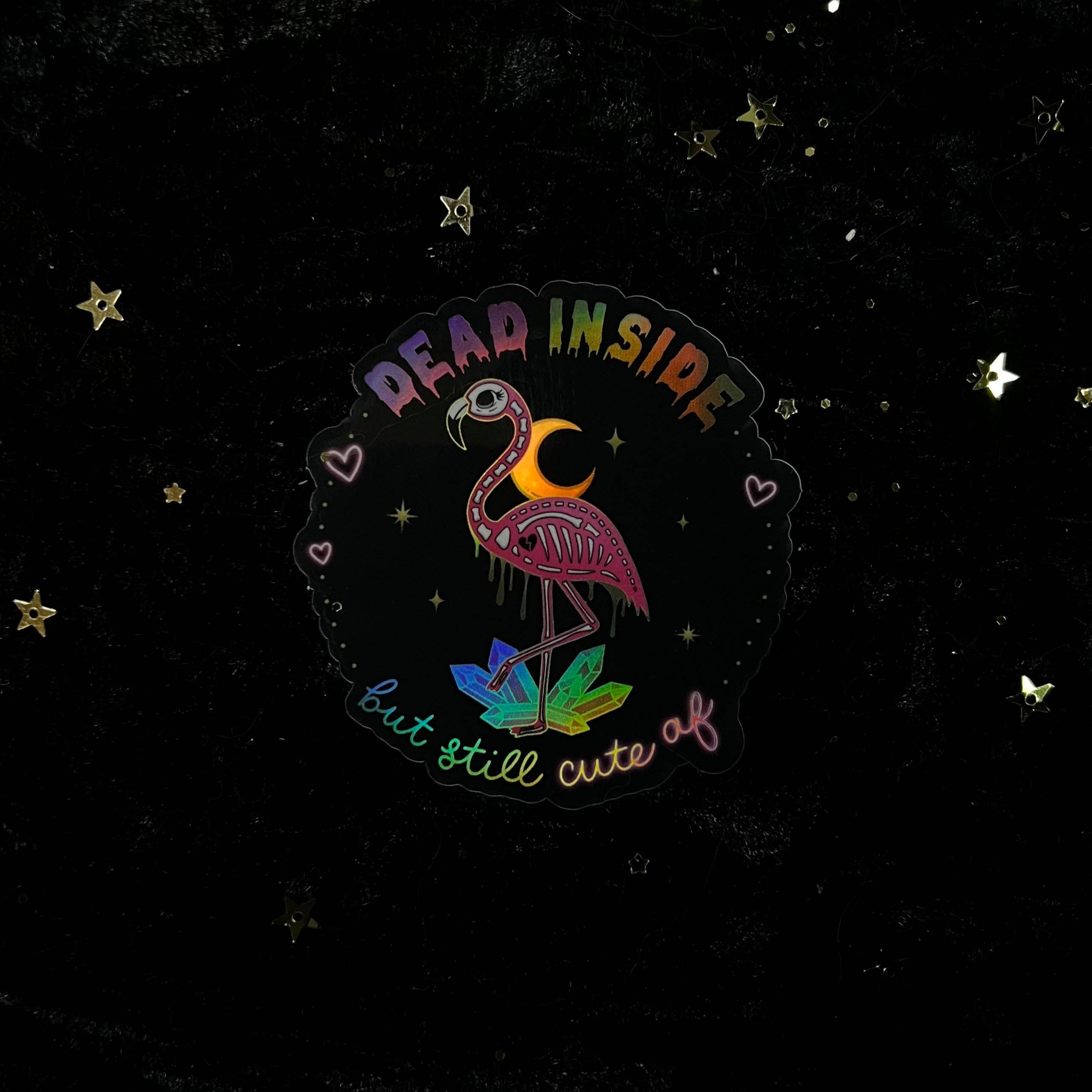 Moonstruck Crystals - Vente Autocollant - Autocollant AF Flamingo Holo, mort à l'intérieur mais toujours mignon1