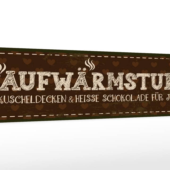 Træskilt 46x10 Opvarmningsstue Tæpper Varm Chokolade for engroshandel hos Femer