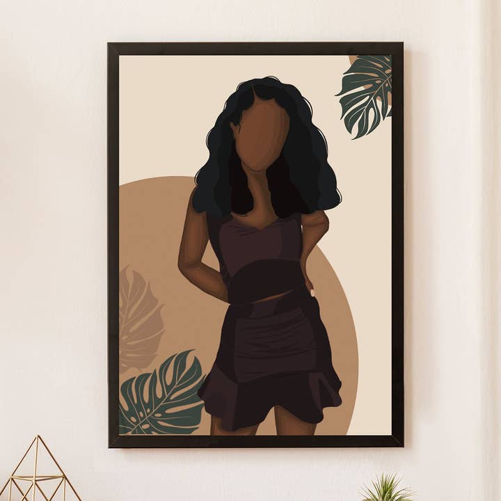 Impression d'art physique Purple Rain Lady, art d'une femme noire pour la vente par Syera Love & Co.