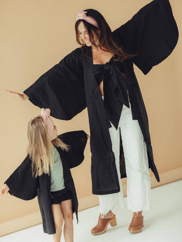 Linen Black Yukata Kimono for wholesale by Looks by Luks