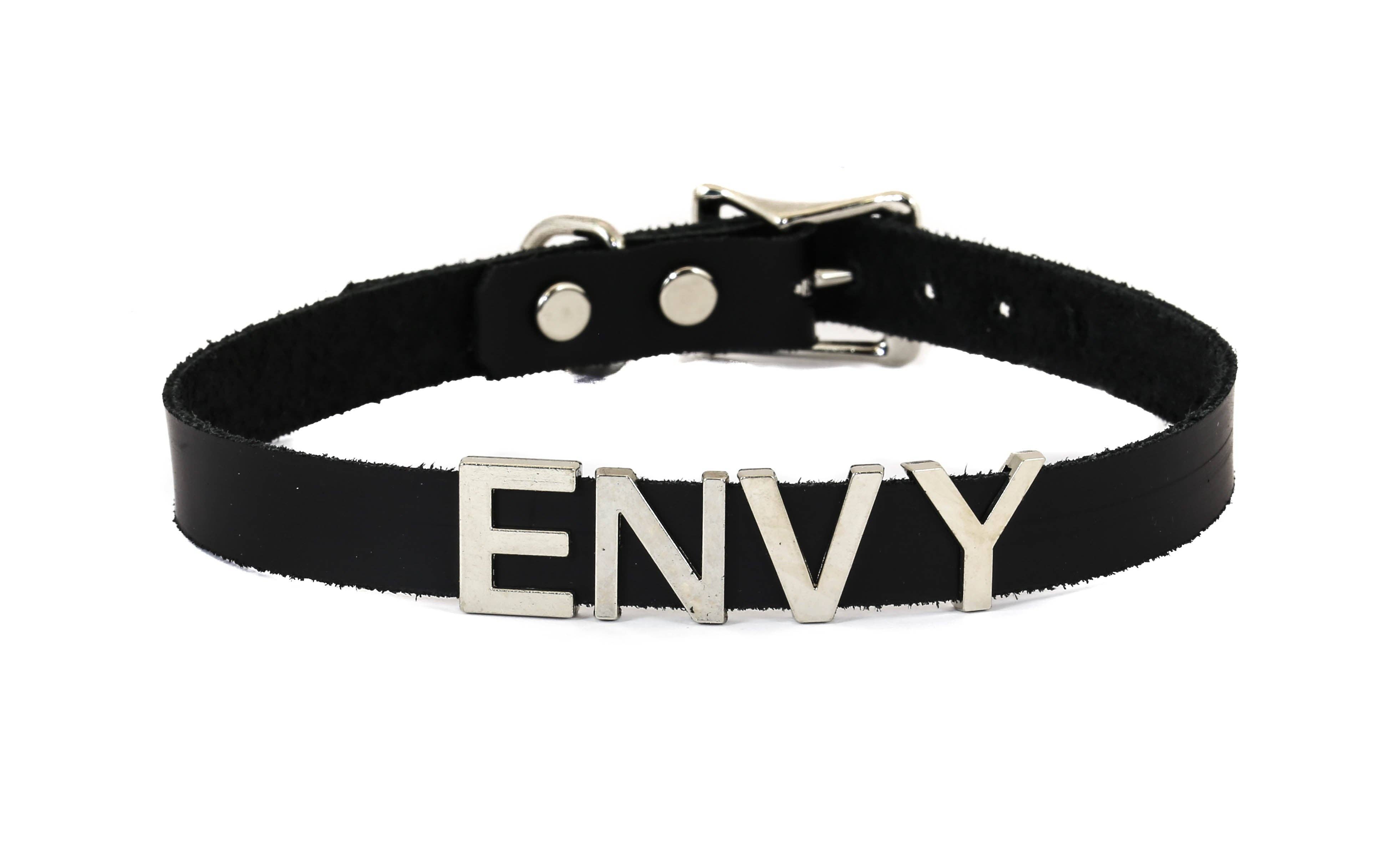 Funk Plus - Wholesale Choker/Collar - FC291 GENUINE LEATHER STAINLESS STEEL LETTER NAME FETISH  CHOKER4