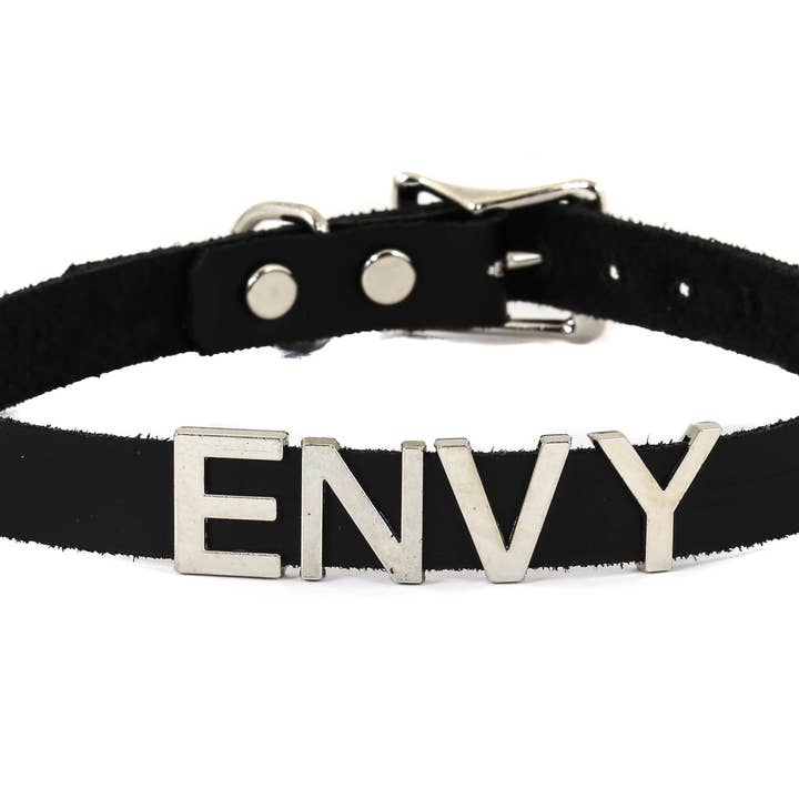 Funk Plus - Wholesale Choker/Collar - FC291 GENUINE LEATHER STAINLESS STEEL LETTER NAME FETISH CHOKER4