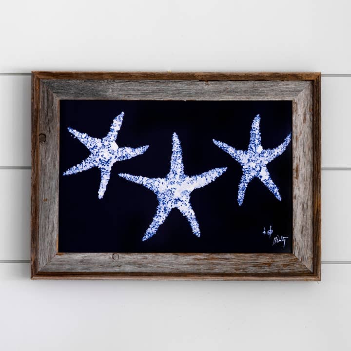 Starfish on Navy Unframed 12x18 Print | Nautical for wholesale by Fish Aye Trading
