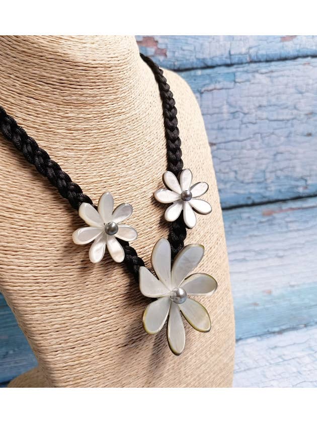 Mother of Pearl Tiare Flower Pendant Necklace for wholesale by DK Hawaii