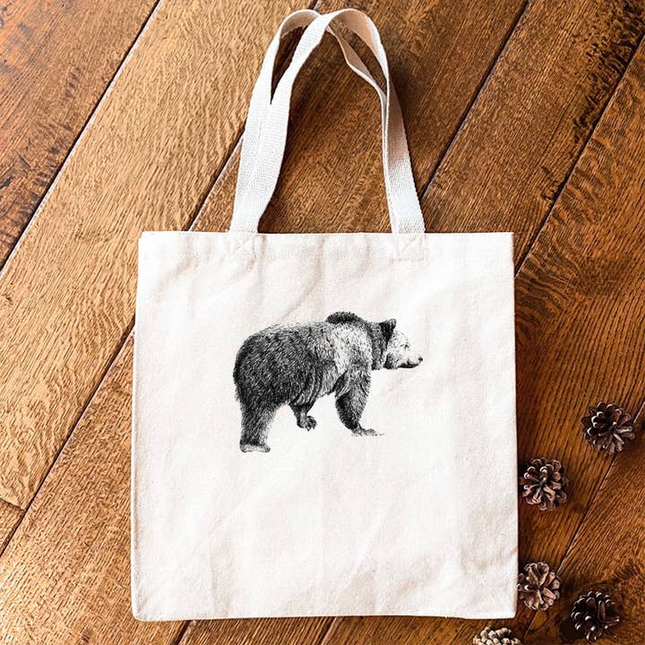 Bear Sketch - Bolso tote de lona para venta al por mayor de North & Pine