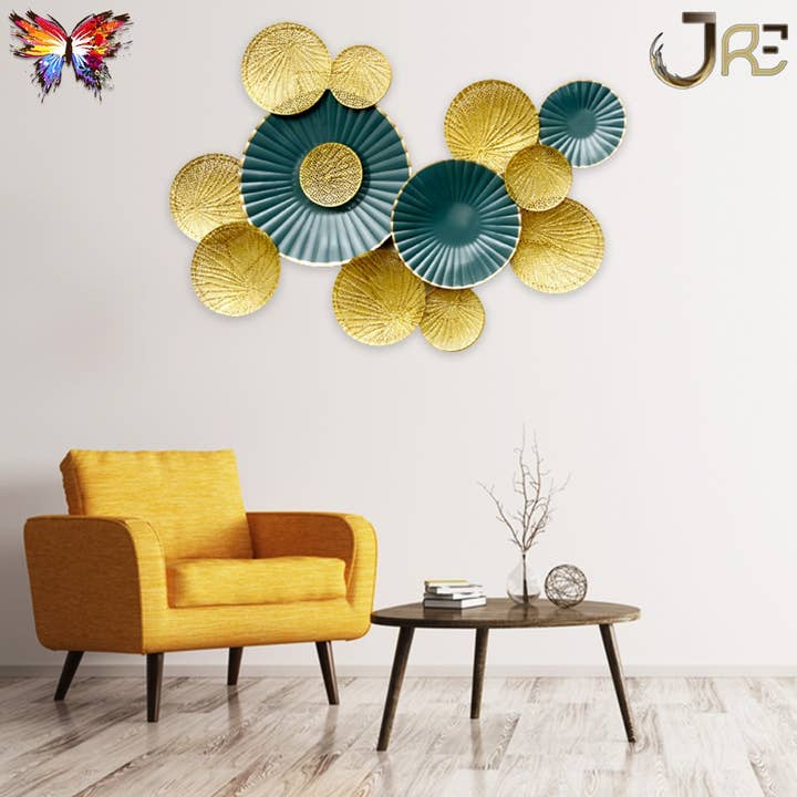 Décoration murale de luxe en métal doré bleu vert pour la vente par JRE Home Decor