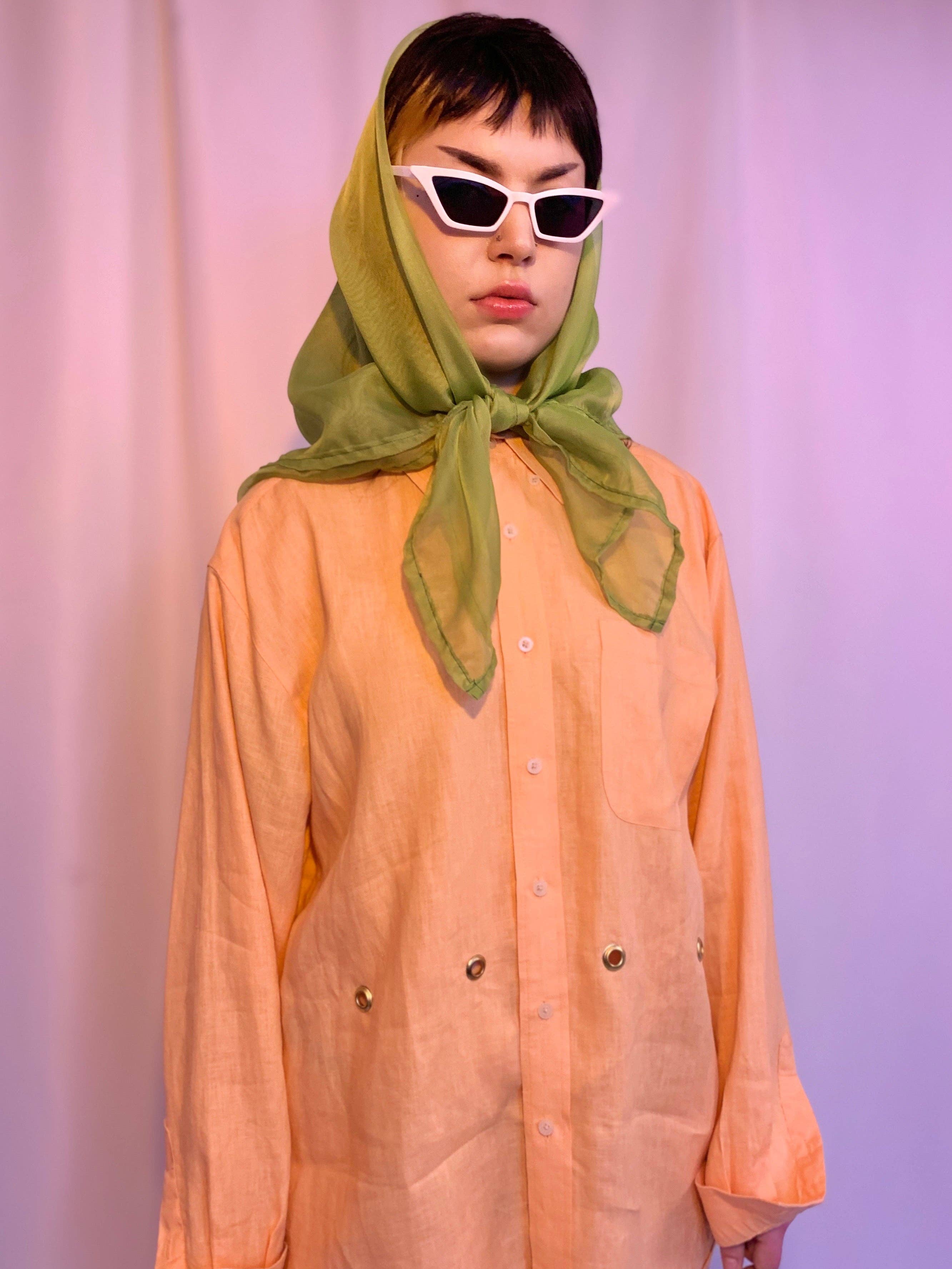 Shop Journal Vintage - Wholesale Scarf - Women's - Large lime sheer square scarf2