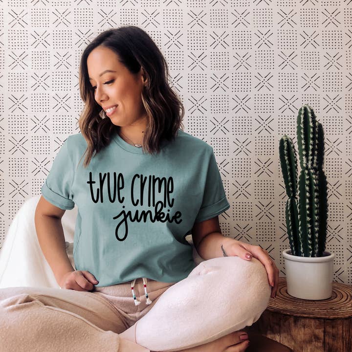 True Crime Junkie Tee for wholesale by Peach Closet