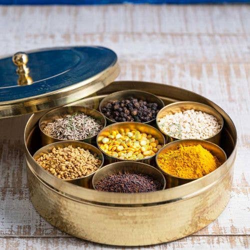 SAMA Homes – wholesale Spice rack – Traditional Brass Spice Box (Masala Dabba- Anjaraipetti)2