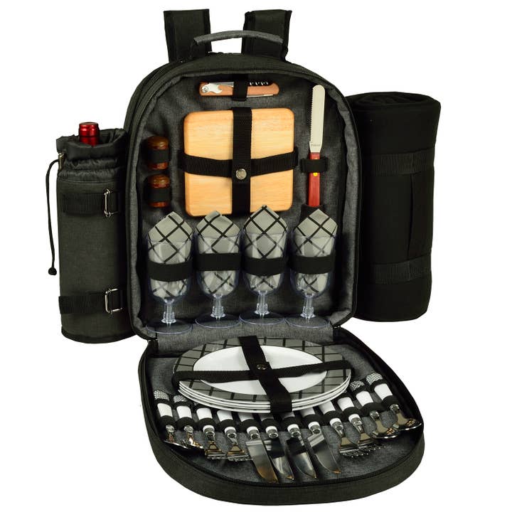 Picnic at Ascot - Wholesale Picnic Basket - Picnic Backpack for Four with Blanket