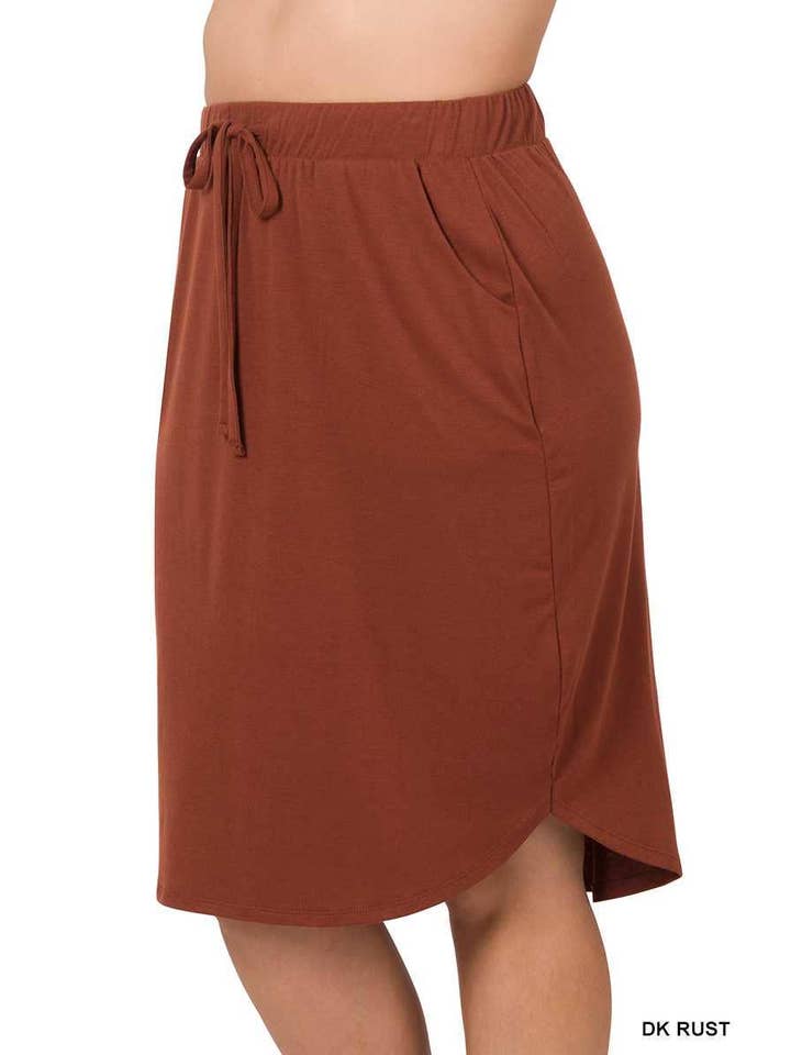 Vanilla Monkey - Wholesale Skirt - Women's - Plus Size Self Tie Tulip Hem Skirt With Side Pockets