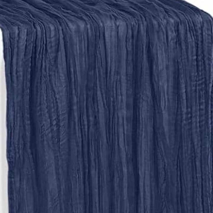 YOUR CHAIR COVERS - Wholesale Table Runner - 35 in X 10 ft Gauze Cheesecloth Table Runner Navy Blue3