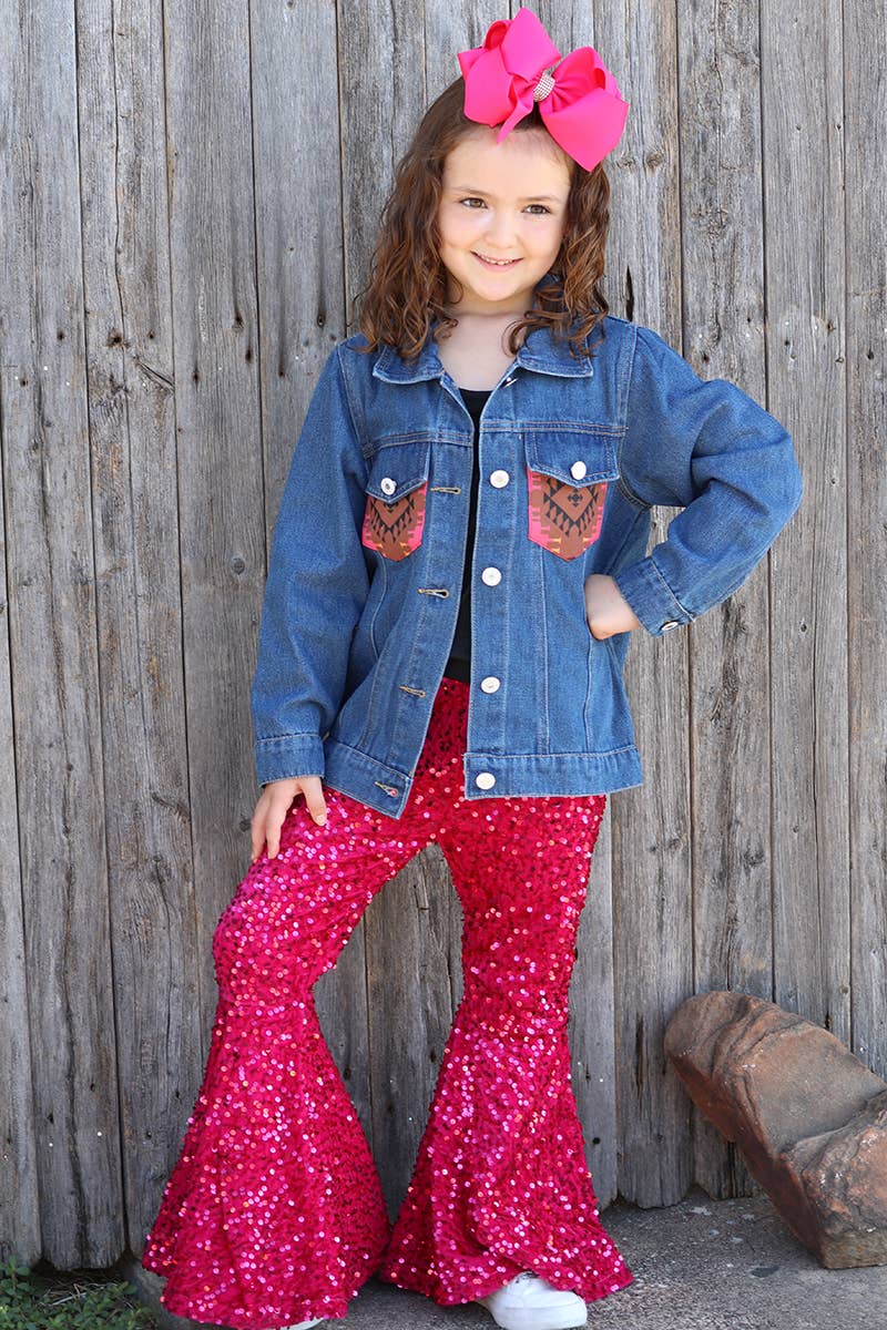 Kids Charm Online - Wholesale Denim Jacket - Kids - DENIM JACKET W/AZTEC PRINTED POCKET & BACK.TPG65153052JEANNE2