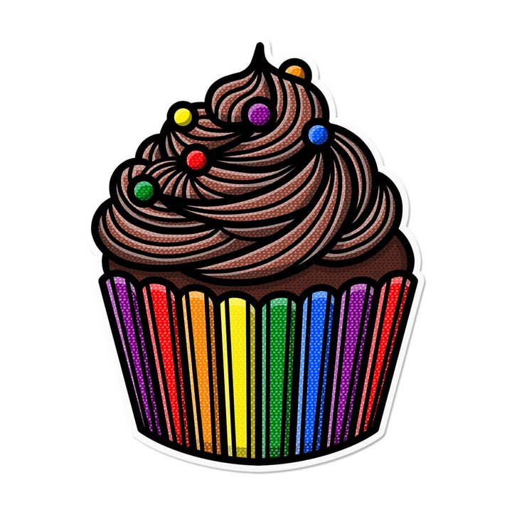 Queer Cupcake | LGBTQ+ Pride Sød Bageri Mad Sticker for engroshandel hos That Queer Card Co