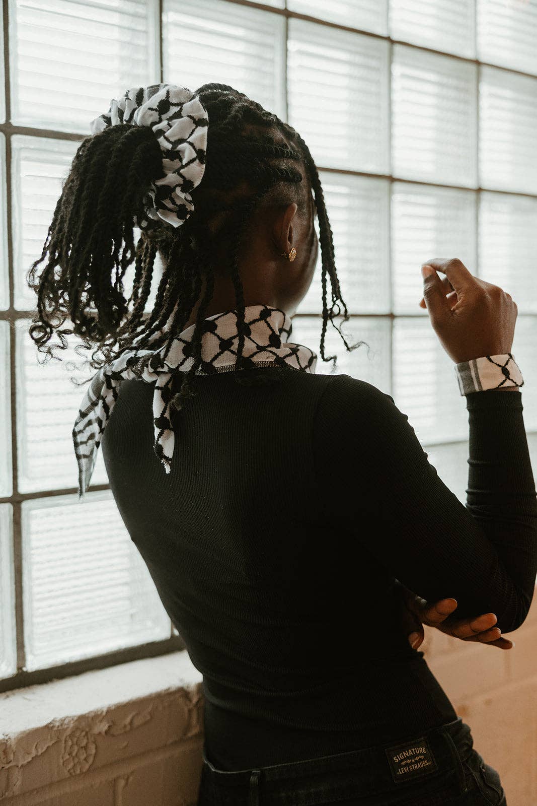 Sitti Social Enterprise - Vendita all'ingrosso Bandana - Donna - Basic BANDANA Kuffiyeh - Bianco e nero3