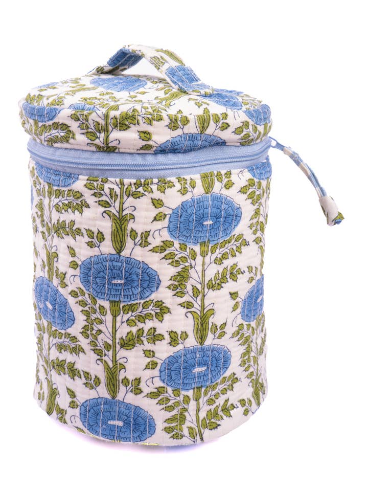 Bolsa de maquillaje azul Araminta redonda y vertical para venta al por mayor de Inner Child