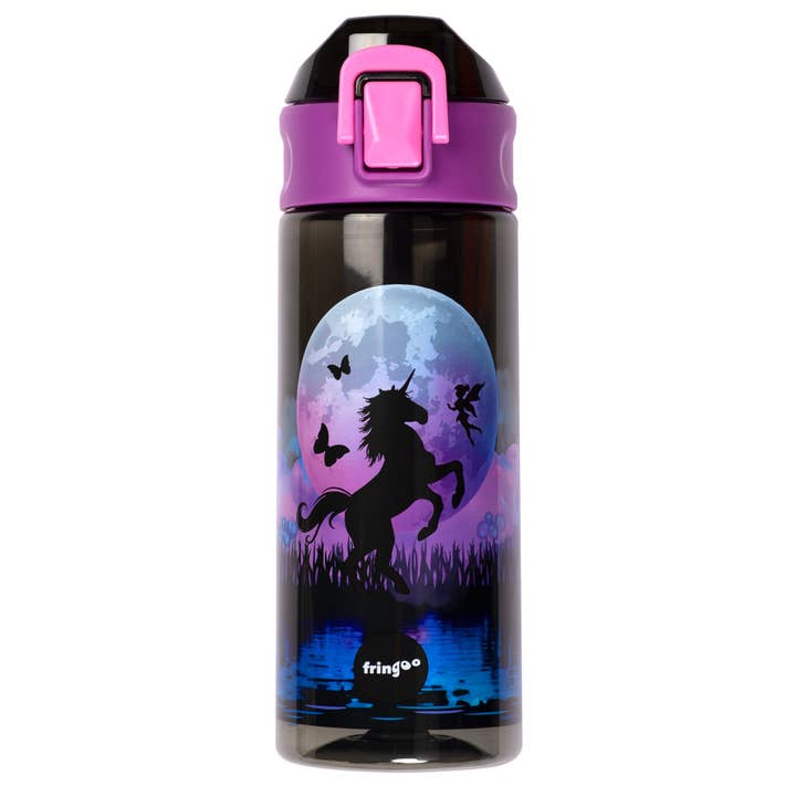 Flip Top Water Bottle 600ml - Unicorn Moon for wholesale by Fringoo Group Ltd