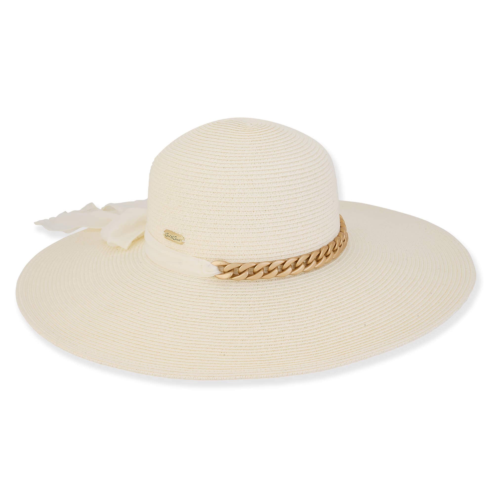 Headwear & Handbag Collections by Sun 'N' Sand - Vente Chapeau de paille – femme - Floppy en papier tressé ivoire0