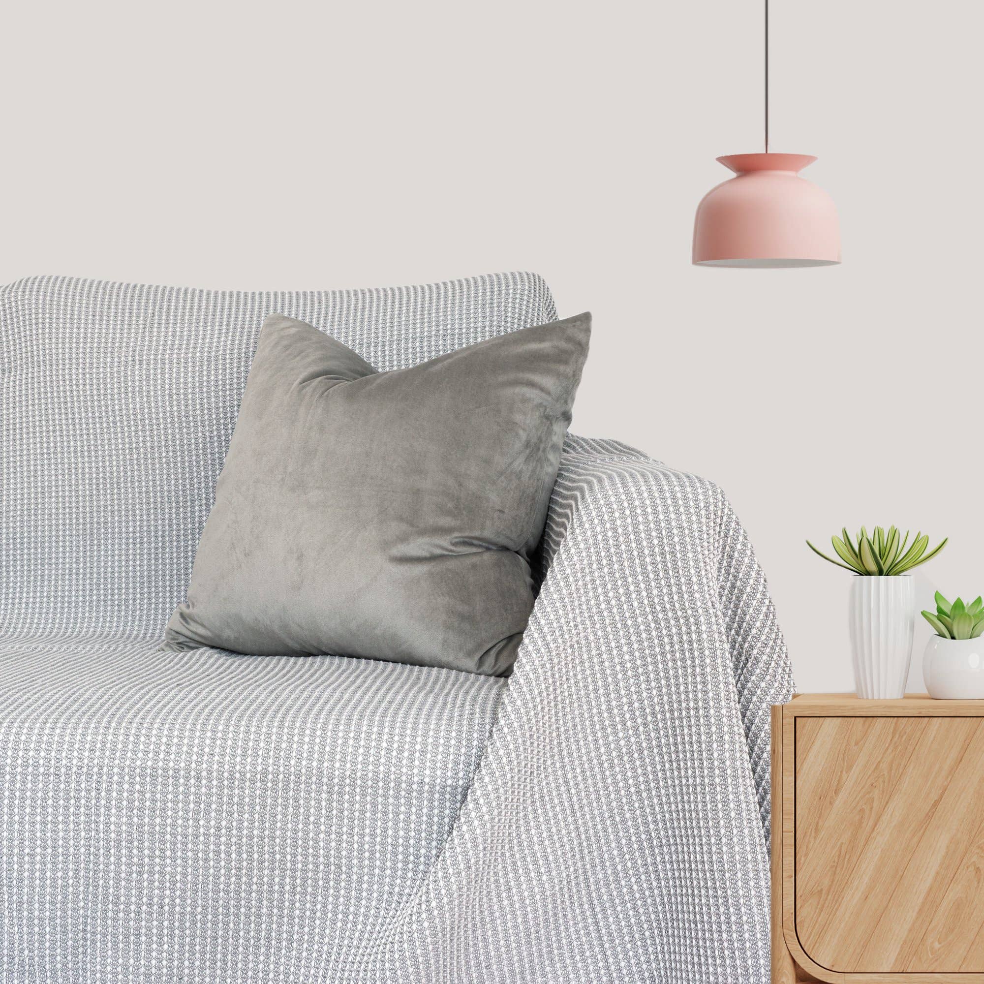 Q VITA - Wholesale Chair/Sofa Slipcover - Cotton Woven Sofa Slipcover - Grey1